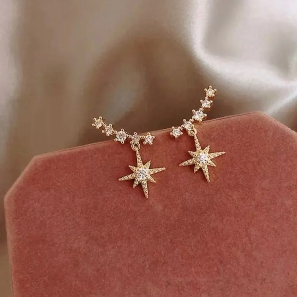 New Star of Bethlehem Sterling Silver & 10k Gold Stud Ear Crawler Earrings